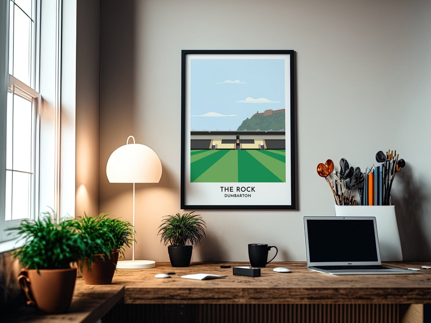 Dumbarton Football Stadium Art Print, The Rock Football Ground Illustration, Broomhill FC Stadium Contemporary Print - Turf Football Art