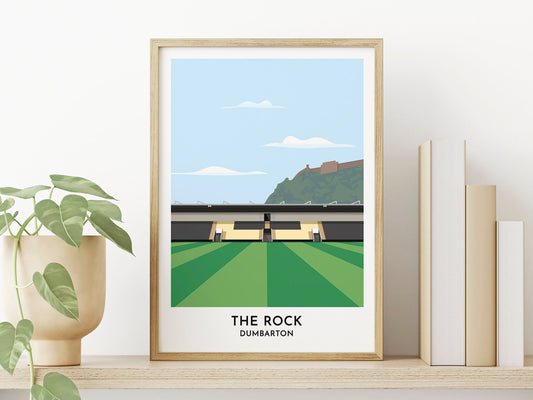 Dumbarton Football Stadium Art Print, The Rock Football Ground Illustration, Broomhill FC Stadium Contemporary Print - Turf Football Art