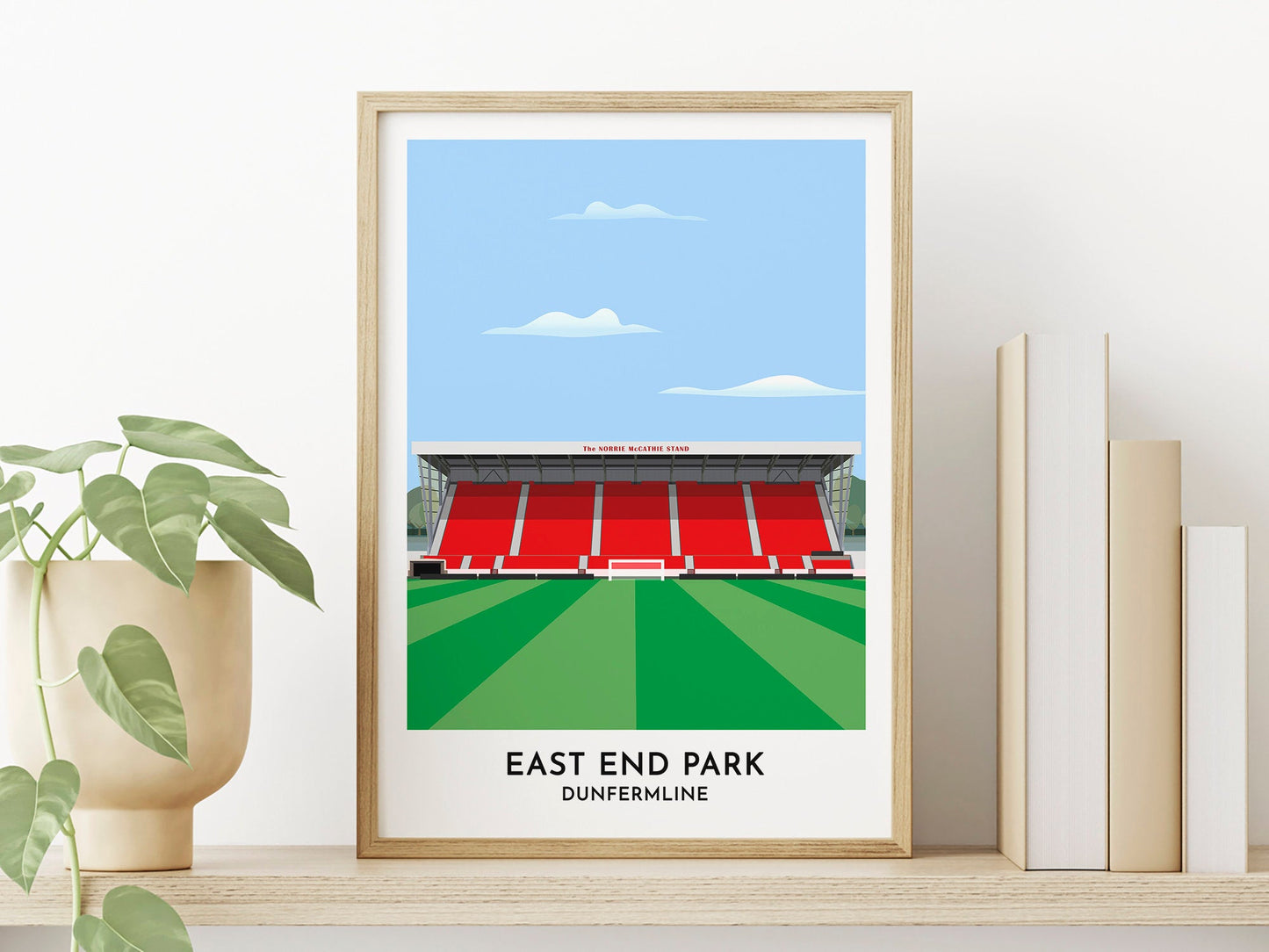 Dunfermline Athletic Art Poster, East End Park KDM Group Football Stadium Illustration, Best Gifts for 30th 40th 50th 60th Birthday - Turf Football Art