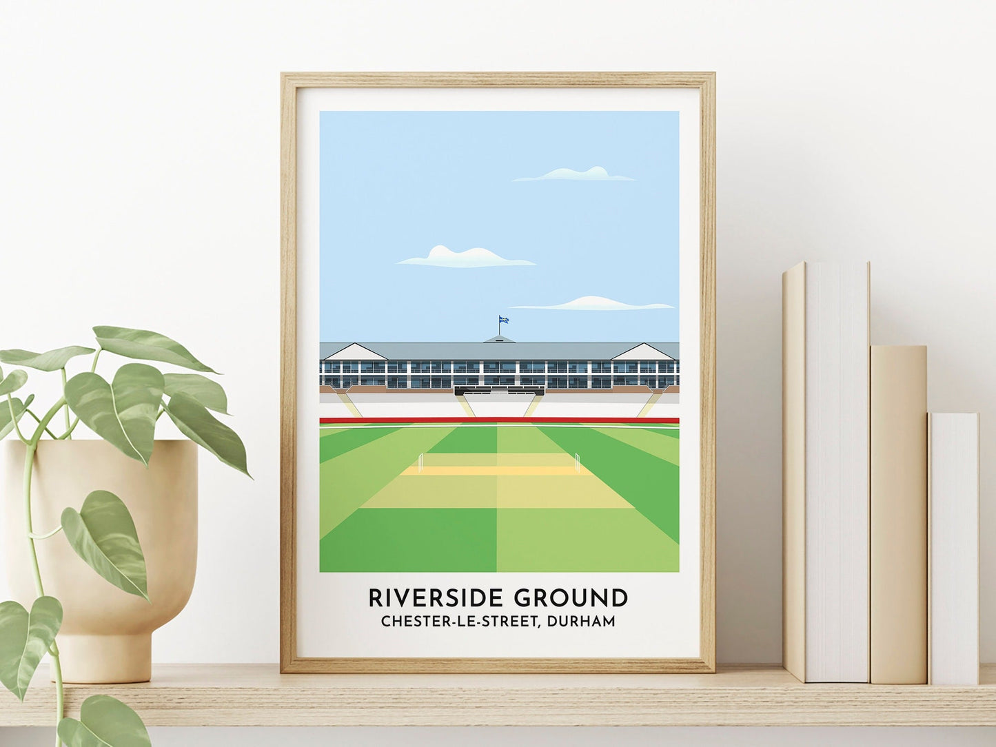 Durham Cricket Print Gift - Riverside Ground Art Poster - Chester-le-Street Contemporary Print - Birthday Gift for Her Him - Turf Football Art