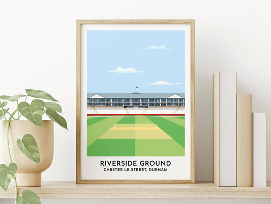 Durham Cricket Print Gift - Riverside Ground Art Poster - Chester-le-Street Contemporary Print - Birthday Gift for Her Him - Turf Football Art