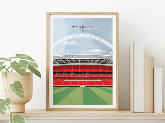 England Football - Wembley Stadium Print - England Poster - Gift for Him - Graduation Gift - 18th Birthday Gift for Boy - Turf Football Art