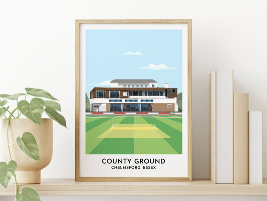 Essex County Cricket Ground Print Gift, Chelmsford Cricket Pitch Contemporary Design Print, Present for Cricket Players Coaches or Fans - Turf Football Art