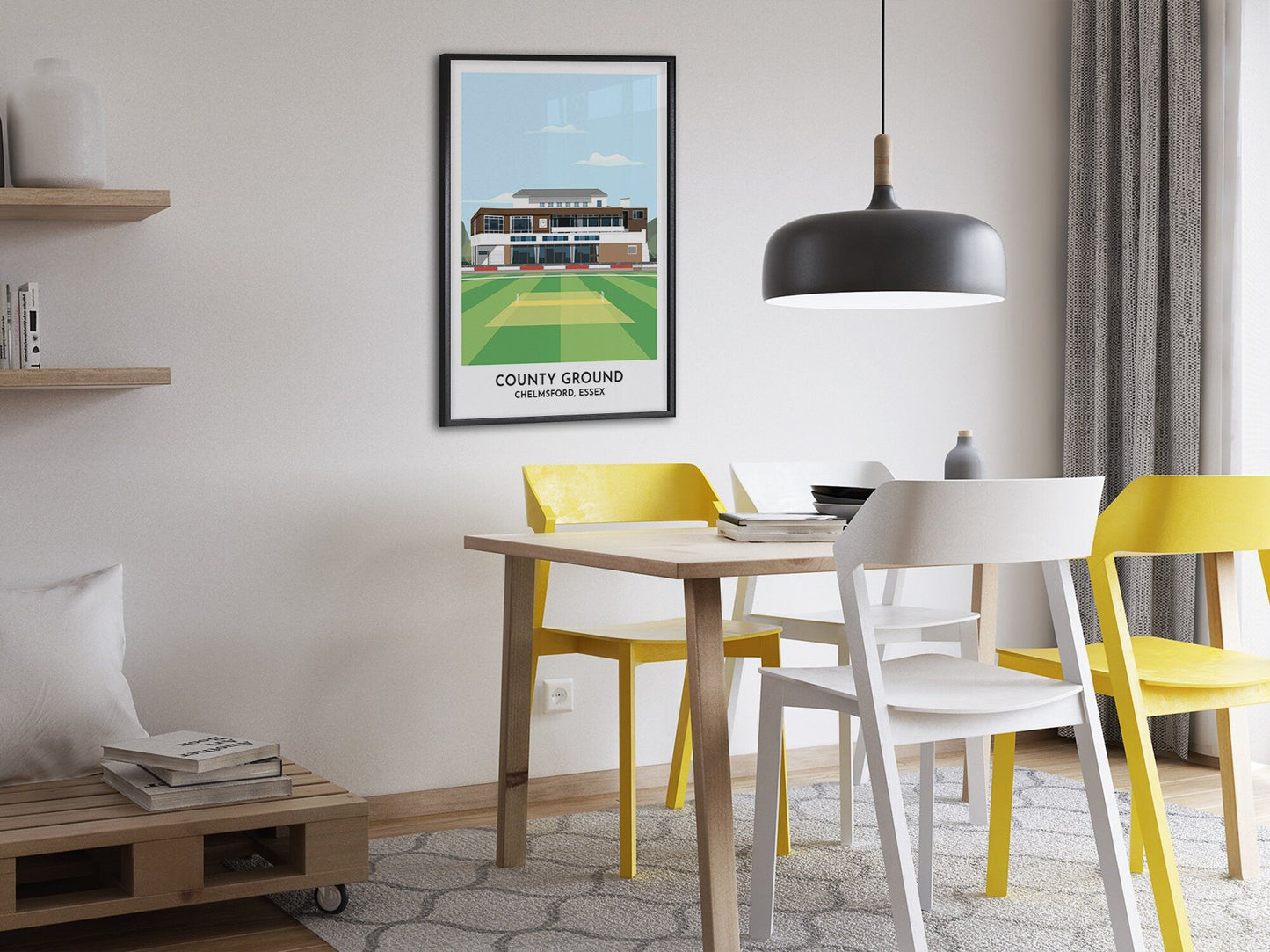 Essex County Cricket Ground Print Gift, Chelmsford Cricket Pitch Contemporary Design Print, Present for Cricket Players Coaches or Fans - Turf Football Art