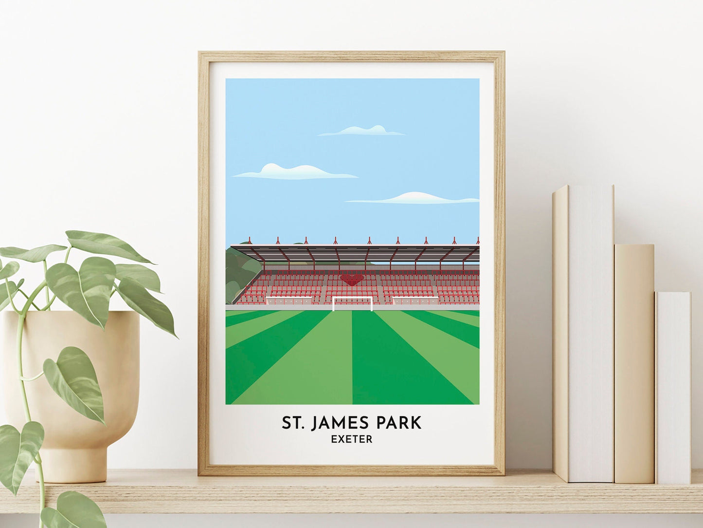 Exeter City Football Print - St. James Park Football Ground Poster - 40th Birthday Gift for Him - Unique Artwork - Turf Football Art