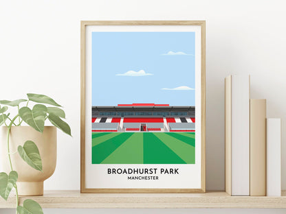 FC United of Manchester Football Gift - Broadhurst Park Stadium Illustration - 40th Birthday Gift for Him - Teenage Bedroom Art - Turf Football Art