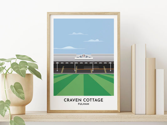 Fulham - Craven Cottage - Illustrated Art Poster - Anniversary Gifts for Boyfriend - Gift for Her - Turf Football Art