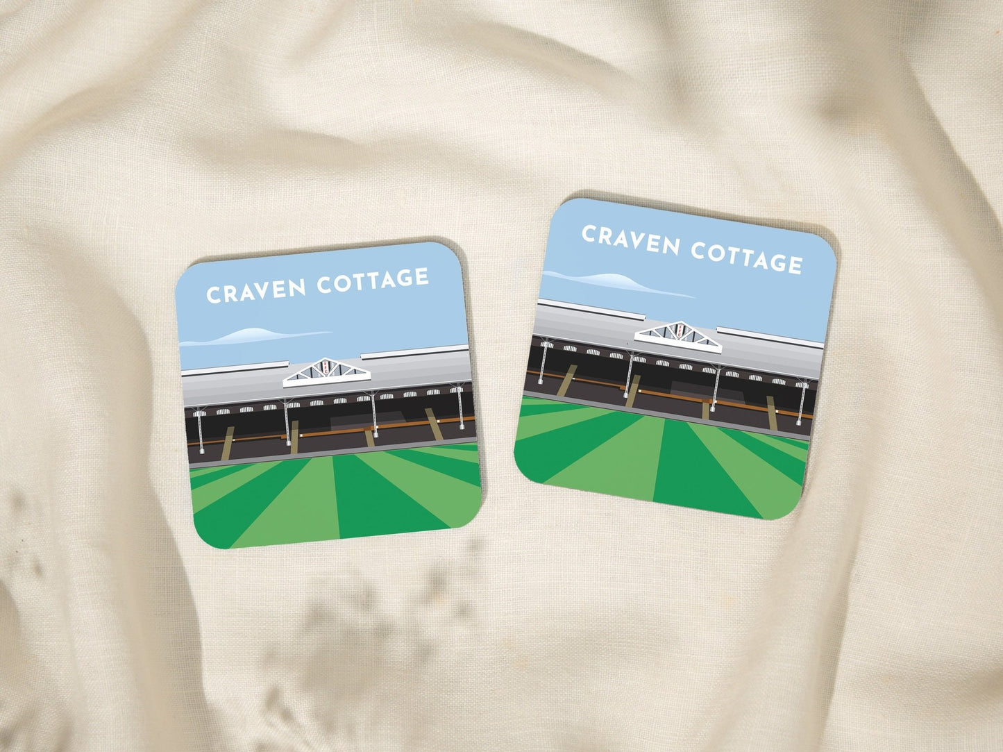Fulham Gifts Coaster - Craven Cottage Stadium Drinks Coaster - Stocking Filler Gifts for Him Her - Soccer Gift for Kids - Turf Football Art