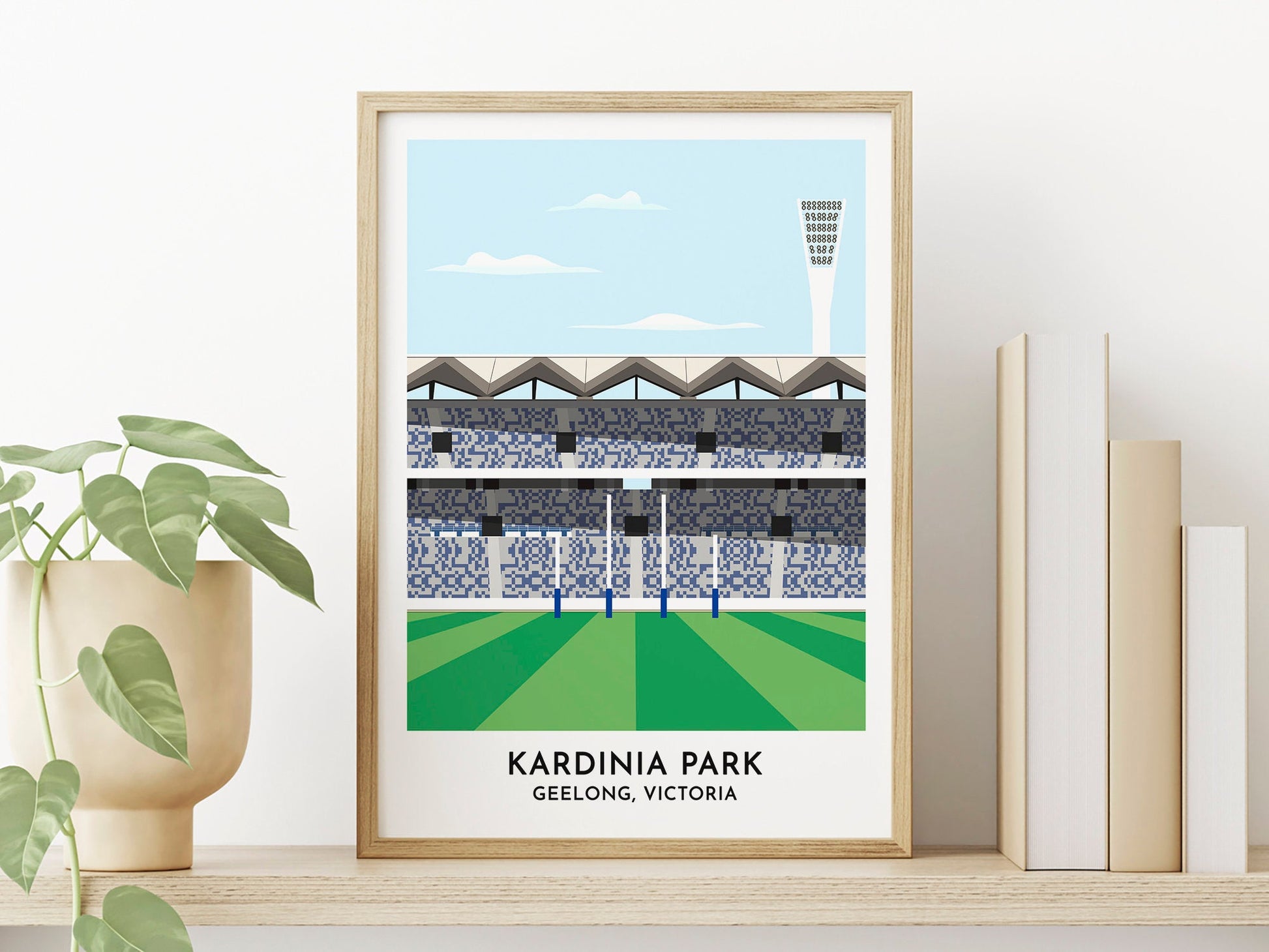 Geelong Football - Kardinia Park Art Print Victoria - Contemporary Style Print - Aussie Rules Gift - 50th Birthday Gift for Men - Turf Football Art