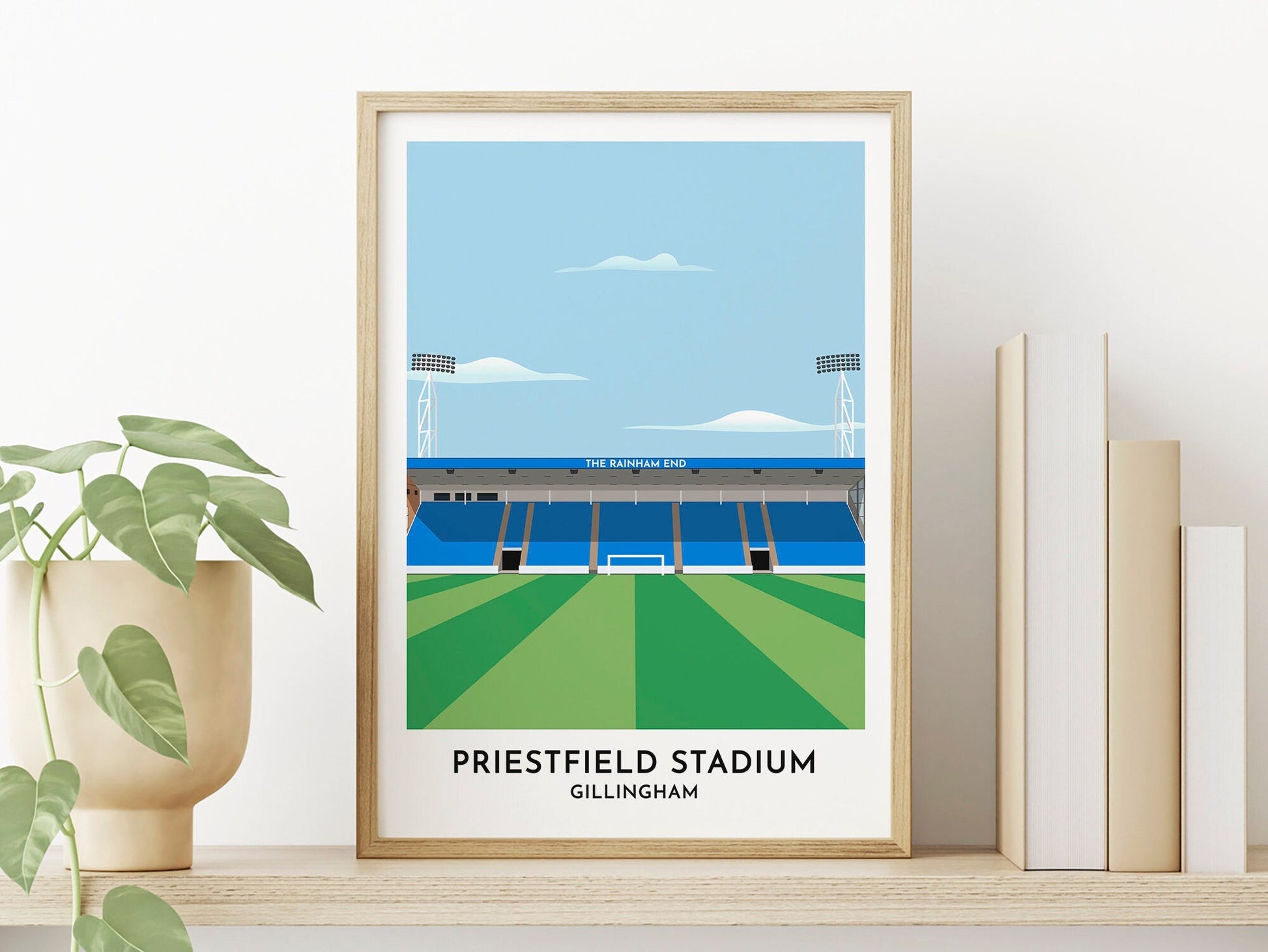 Gillingham Football Art Gift - Priestfield Stadium Illustrated Print - Kent Artwork - Anniversary Gifts for Him Her - Turf Football Art