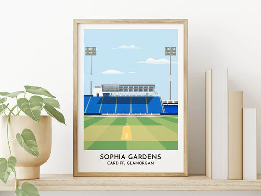 Glamorgan Cricket Print - Sophia Gardens Cardiff Cricket Ground Art - 50th Birthday Gift for Men - Cricket Fan Present - Turf Football Art