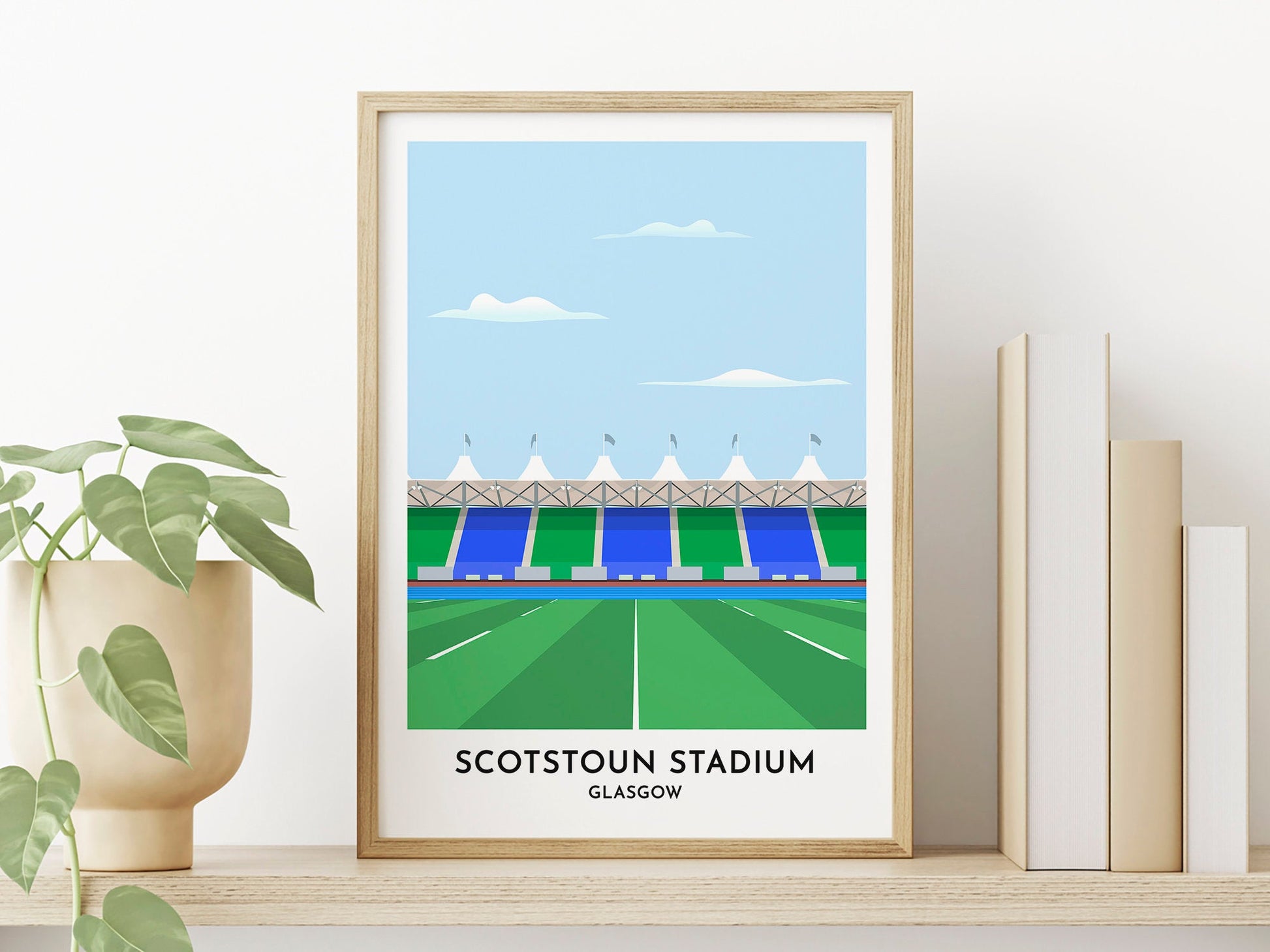 Glasgow Rugby Art Print - Scotstoun Stadium Poster - 50th Birthday Gift for Him - Rugby Fan Present - Turf Football Art