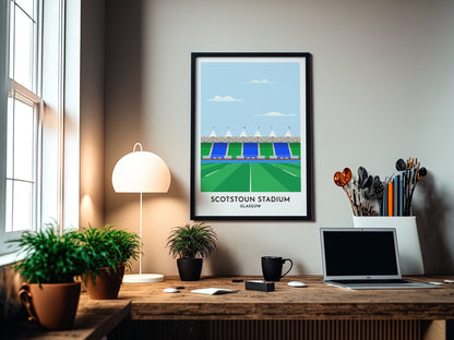 Glasgow Rugby Art Print - Scotstoun Stadium Poster - 50th Birthday Gift for Him - Rugby Fan Present - Turf Football Art