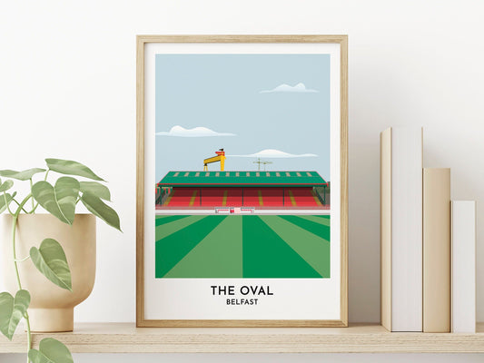 Glentoran - The Oval Print - Belfast Art Gift - Illustrated Print - Gift for Him - Turf Football Art