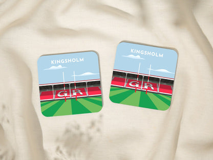 Gloucester Rugby Stadium Coaster - Kingsholm Ground Colourful Beer Mat - Rugger Fan Retro Drinksware - Unique Trendy Sports Pub Decor - Turf Football Art