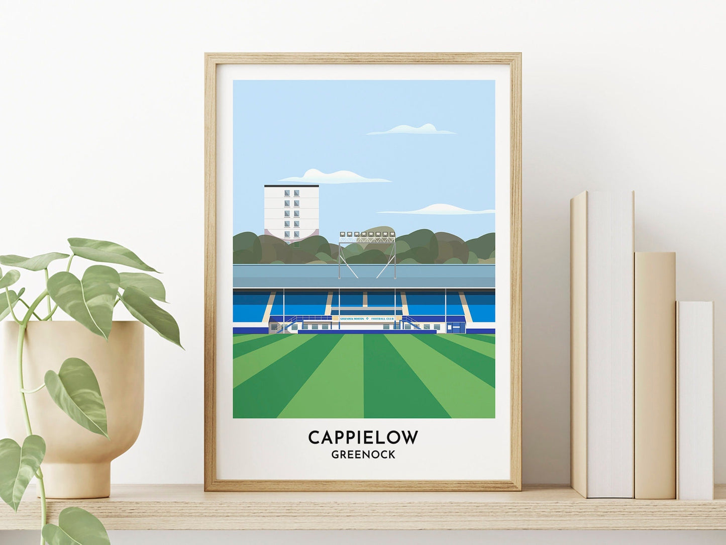 Greenock Morton Stadium Illustration of Cappielow Park, Football Print Poster, Perfect Gift for Him or Her - Turf Football Art
