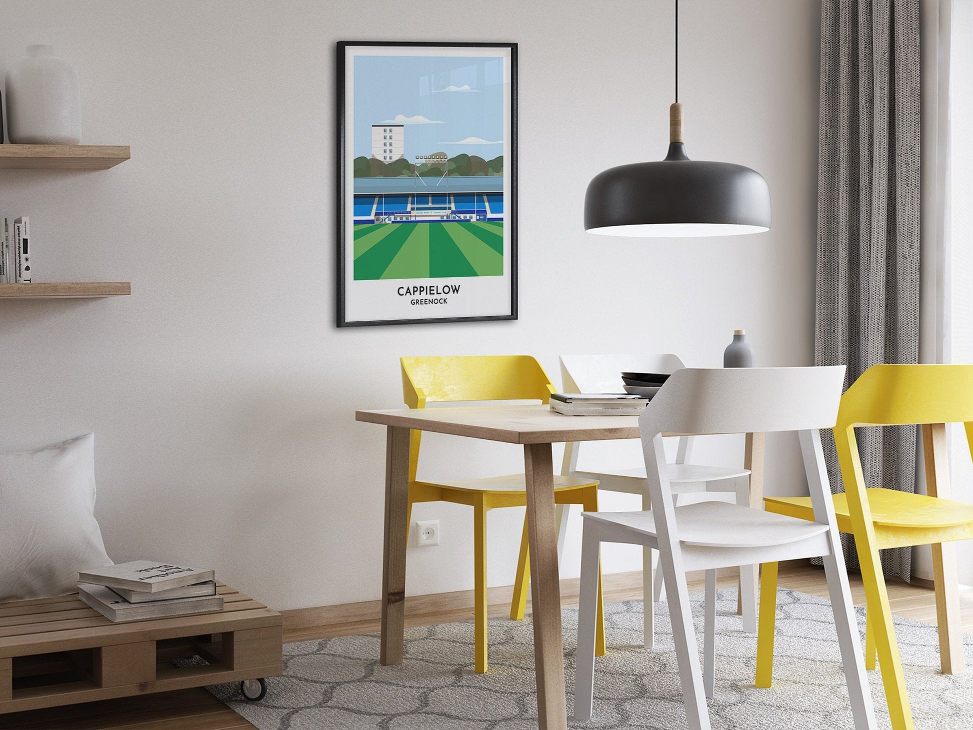 Greenock Morton Stadium Illustration of Cappielow Park, Football Print Poster, Perfect Gift for Him or Her - Turf Football Art