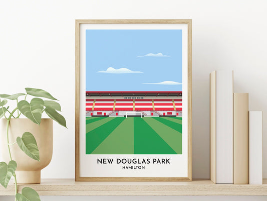 Hamilton Academical Football Poster, New Douglas Park Stadium Minimalist Art Print, Super Seal Stadium, Gallery Wall Prints - Turf Football Art