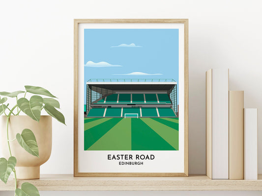 Hibernian Football Memorabilia - Easter Road Stadium Illustrated Print - Edinburgh Art Poster - Birthday Gift for Him Her - Turf Football Art