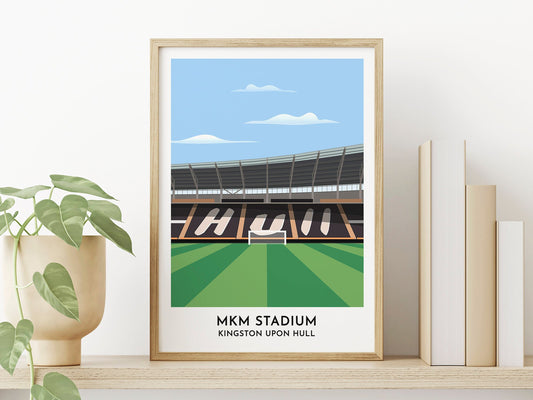 Hull City Football Print Gift, MKM Stadium Graphic Original Artwork, Kingston upon Hull Yorkshire Illustrated Poster - Turf Football Art