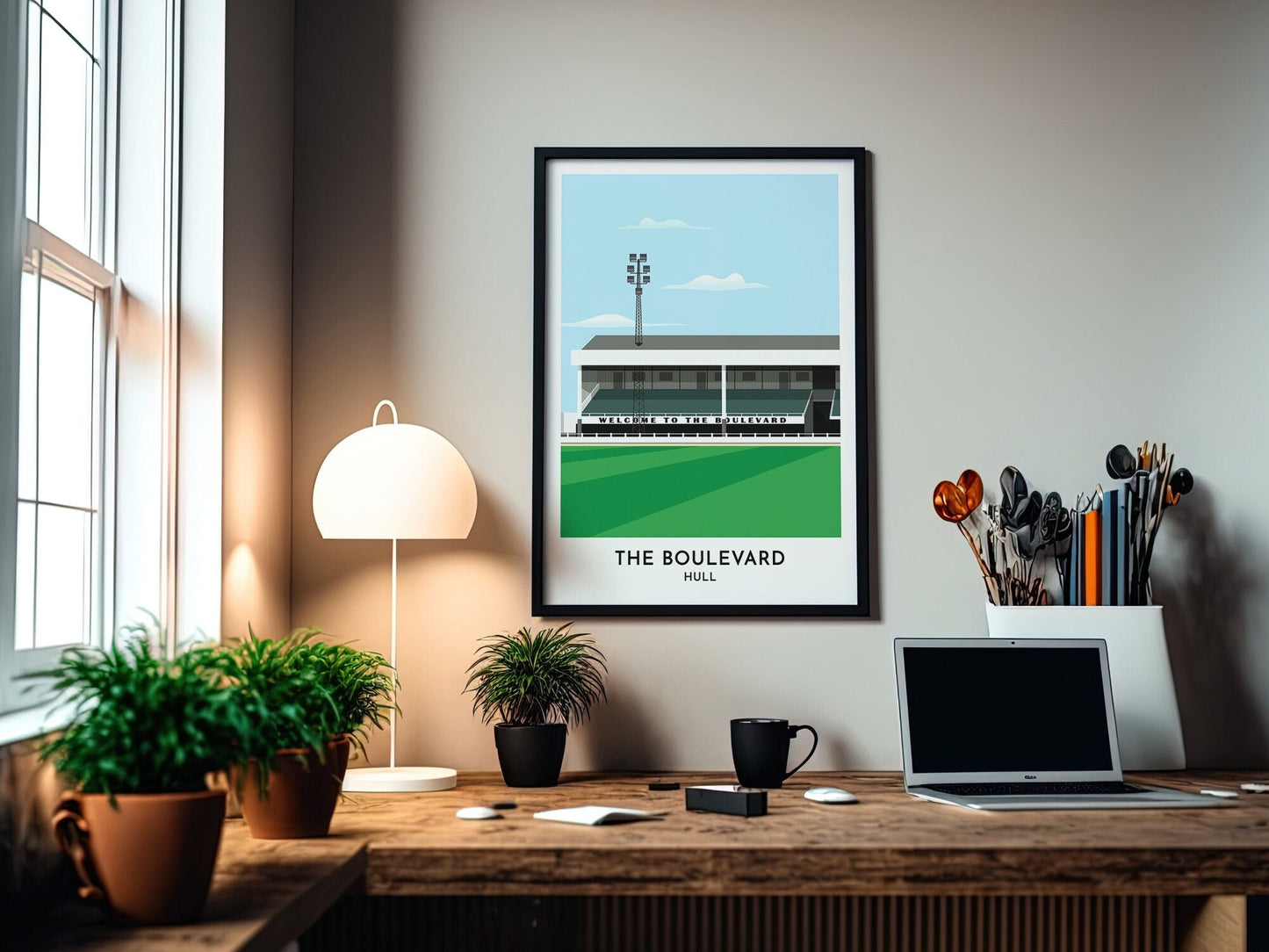Hull Rugby Fan Art - The Boulevard Stadium Kingston upon Hull - Retro Art Print - Rugby Gift for Men - Rugby Poster Gift - Turf Football Art
