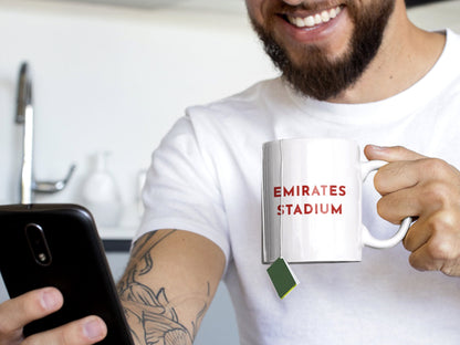 Arsenal Mug Gift, The Emirates Illustrated Mug Present, Contemporary Illustration, Best Gift for Him Her, 18th Birthday Gift Son