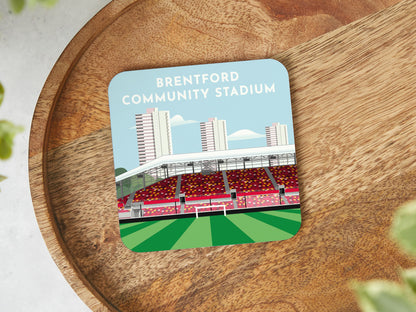 Brentford Coaster Set, Community Stadium Football Ground Illustration, Custom Football Gift