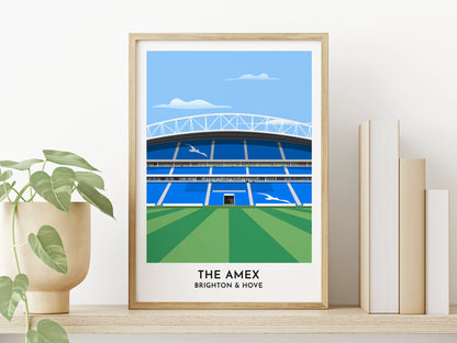 Brighton and Hove Albion Print, The Amex Poster Digital Art, Falmer Stadium, Gift for Him, Gift for Her