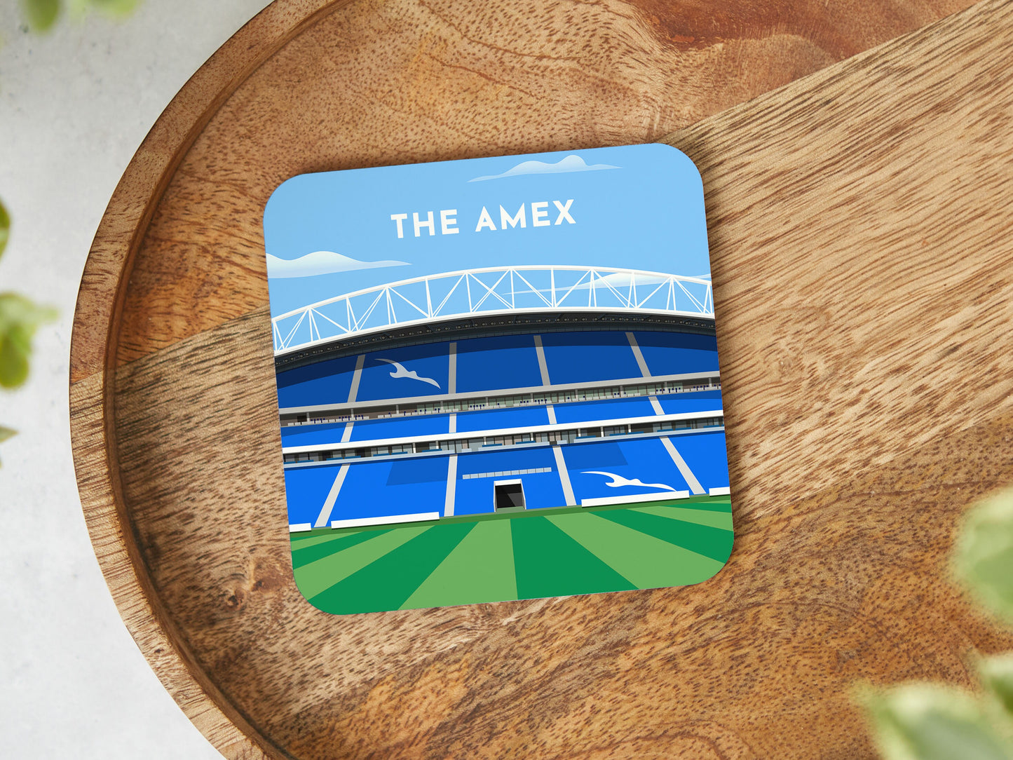 Brighton & Hove Coaster Set, The Amex, American Express Football Stadium Illustration, Football Gifts Under 10