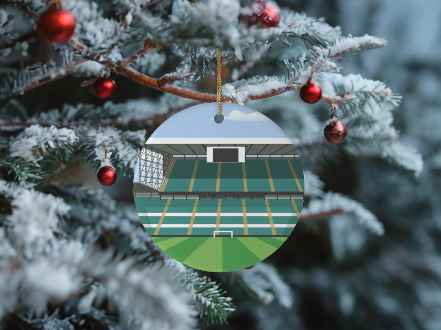 Any Football Stadium Illustration on Christmas Tree Bauble Ceramic Decoration