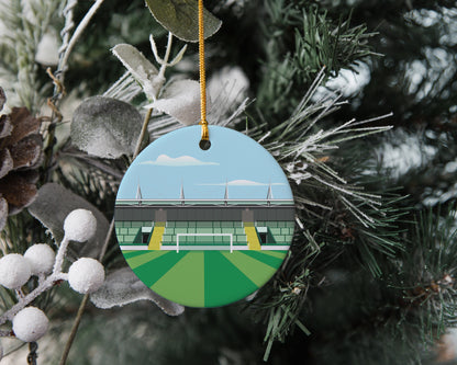 Any Football Stadium Illustration on Christmas Tree Bauble Ceramic Decoration