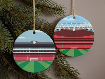 Any Football Stadium Illustration on Christmas Tree Bauble Ceramic Decoration