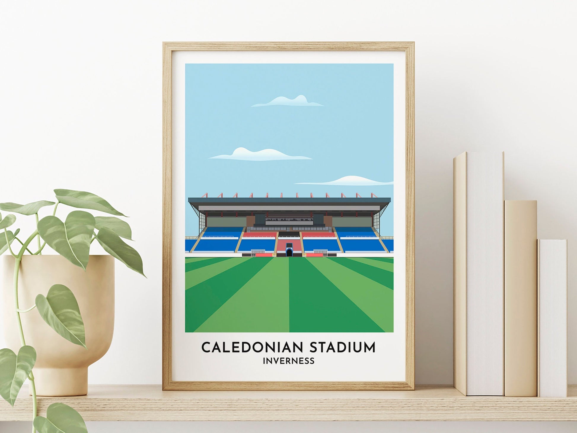 Inverness Caledonian Thistle Stadium Print, Caledonian Stadium Digital Illustrated Artwork, Personalised Gift for Him or Her - Turf Football Art