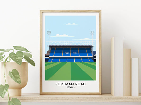 Ipswich Football Gift - Portman Road Stadium Print - Football Gifts - Poster Gift for Brother - Framed Wall Art - Turf Football Art