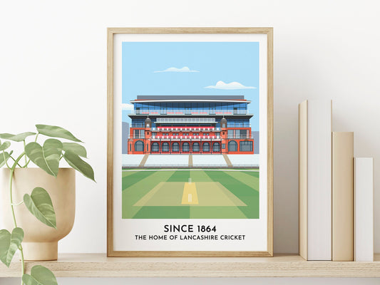 Lancashire Cricket Art Print - Emirates Cricket Ground - Manchester Cricket Ground Print - 60th Birthday Gift for Men - Turf Football Art