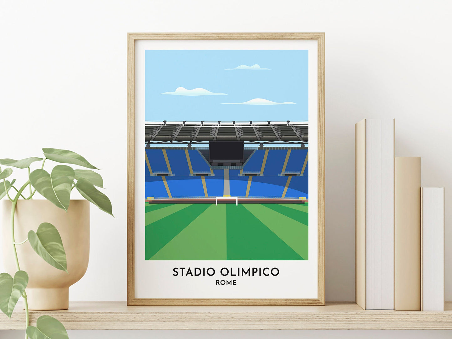 Lazio Roma Italy Football Stadium Art Print - Stadio Olimpico Illustration Poster - Rome Travel Art Poster - Turf Football Art