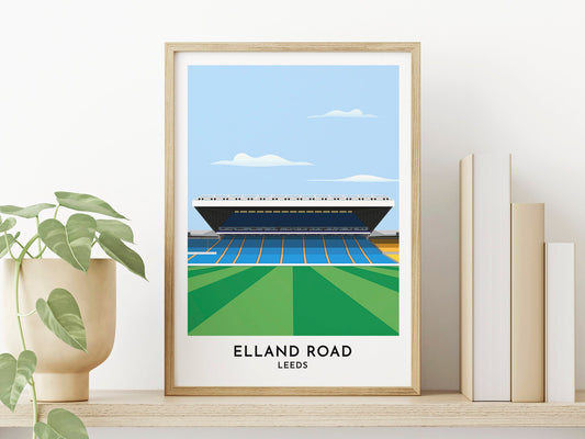 Leeds - Elland Road Print - Football Stadium Poster - Contemporary Football Art - Gift for Him - Yorkshire Gift - Turf Football Art