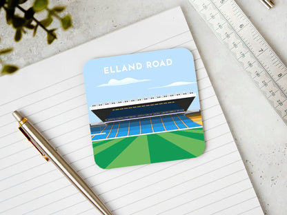 Leeds Gift Coaster - Elland Road Art Illustrated Coaster - Budget Birthday Present - 16th Birthday Gift for Him Her - Turf Football Art