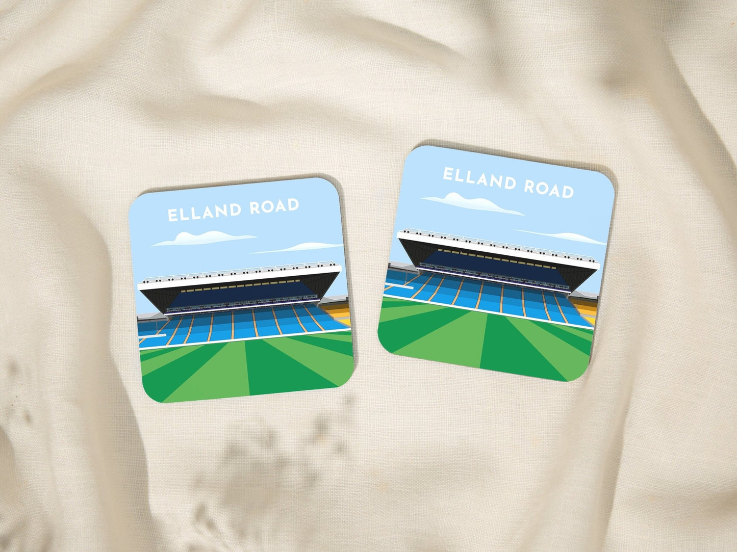 Leeds Gift Coaster - Elland Road Art Illustrated Coaster - Budget Birthday Present - 16th Birthday Gift for Him Her - Turf Football Art