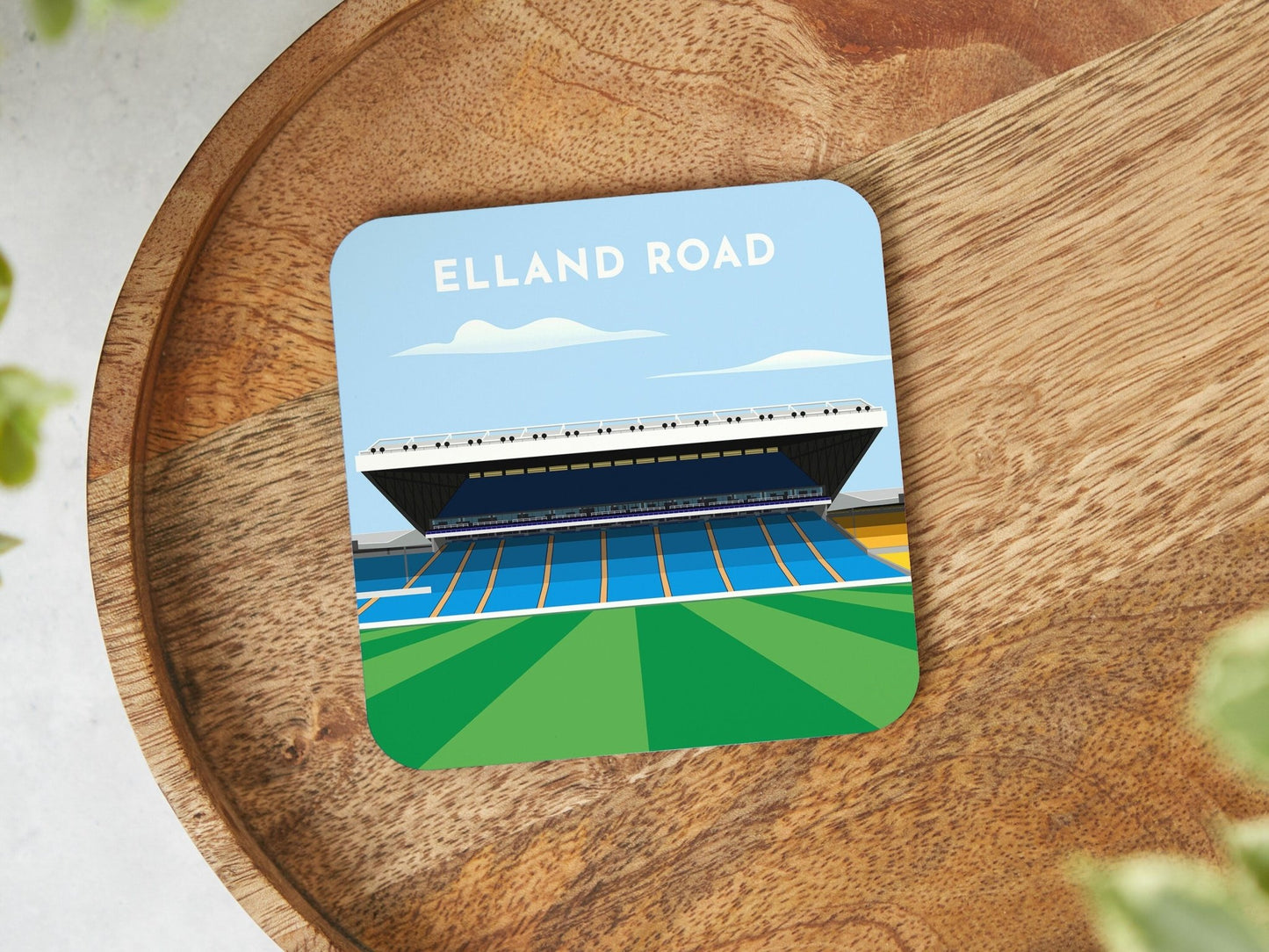 Leeds Gift Coaster - Elland Road Art Illustrated Coaster - Budget Birthday Present - 16th Birthday Gift for Him Her - Turf Football Art