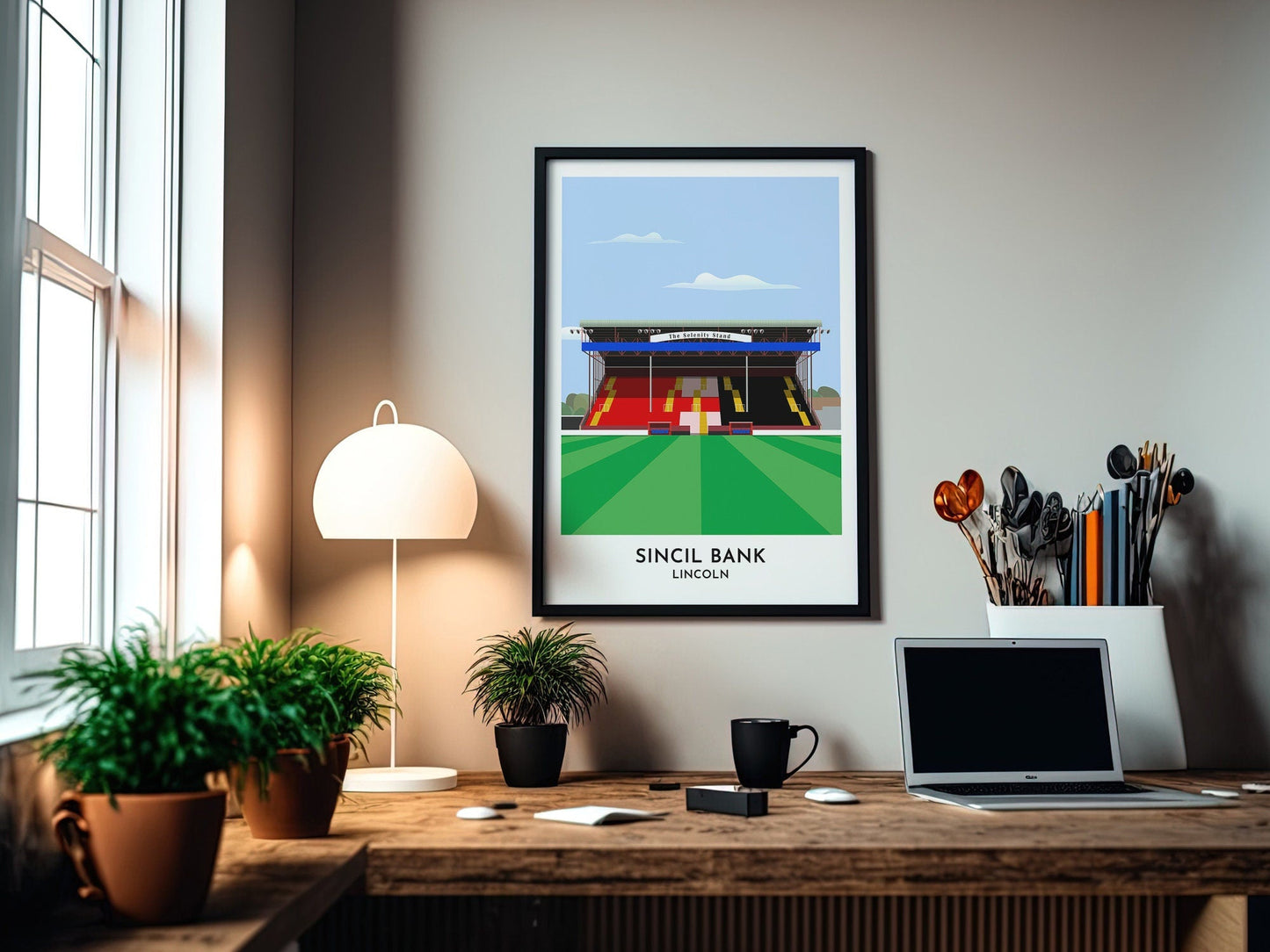 Lincoln City - Sincil Bank Illustrated Print - Lincoln Football Gift - Gift for Him - 50th Birthday Gift - Turf Football Art