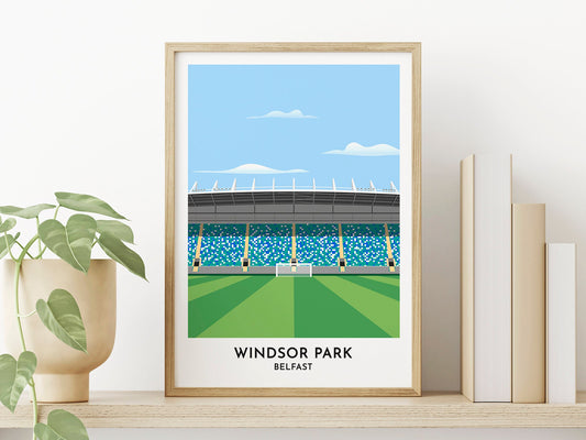 Linfield FC and Northern Ireland National Football Stadium Art Print of Windsor Park, Belfast Gifts Celebrating Sport - Turf Football Art
