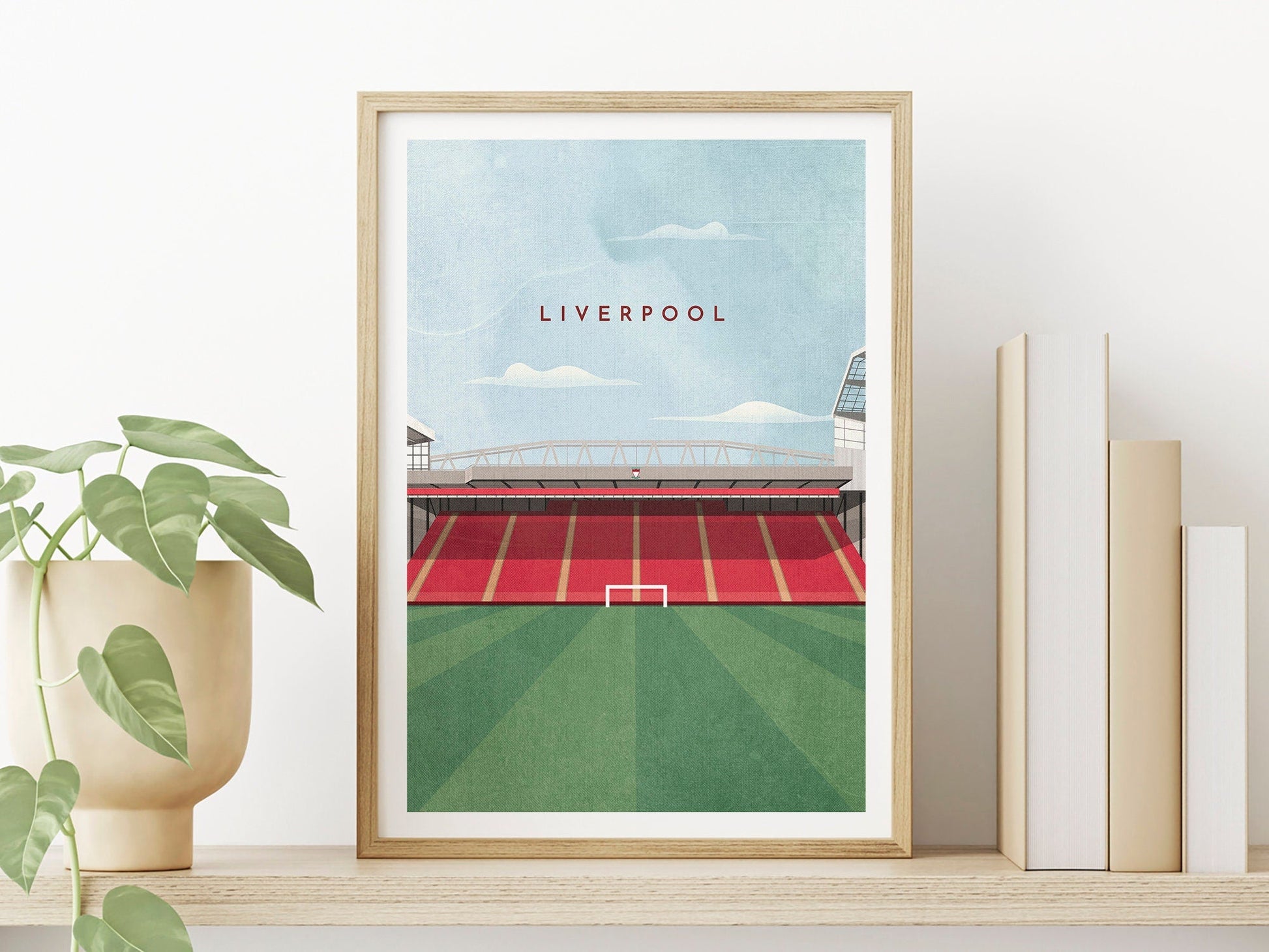 Liverpool Print Gift, Anfield Illustration Retro Style, The Kop Poster, Gift For Him Her, Present for Footy Fan - Turf Football Art