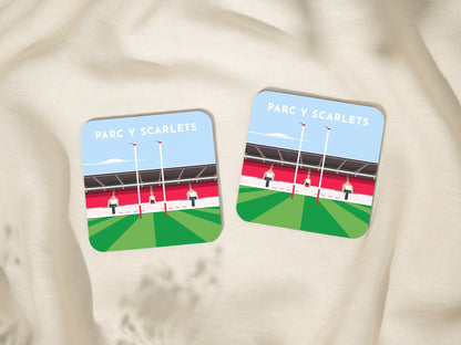 Llanelli RFC Parc Y Scarlets Coaster - Welsh Rugby Fan Gift - Turf Football Art