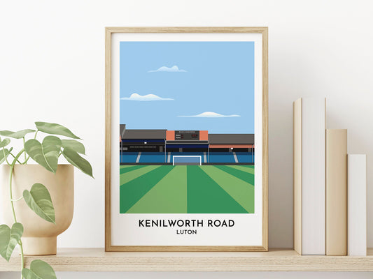 Luton Town Football Print Gift - Kenilworth Road Illustrated Poster - Framed Football Print - 40th Birthday Gift for Him Her - Turf Football Art