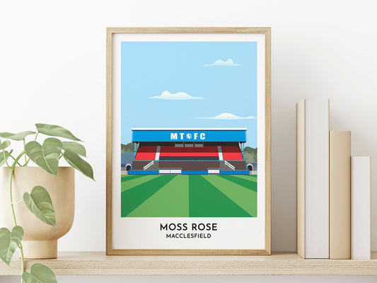 Macclesfield Town FC Stadium Print, Moss Rose Football Ground Illustrated Print, Football Fan Present, Soccer Art - Turf Football Art