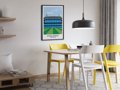 Manchester City - Etihad Stadium Print - Football Prints - Husband Gift - Gifts for Men - Turf Football Art