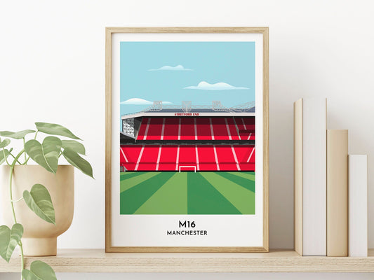 Manchester Print - Football Gift Poster - Trafford Stadium - Contemporary Print - Gift for him - Gift for her - Turf Football Art