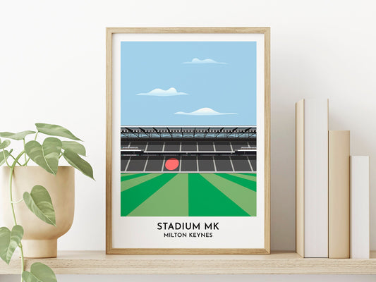 Milton Keynes Dons Football Print Picture, Stadium MK Illustrated Poster, Soccer Wall Art, 30th Birthday Gift - Turf Football Art