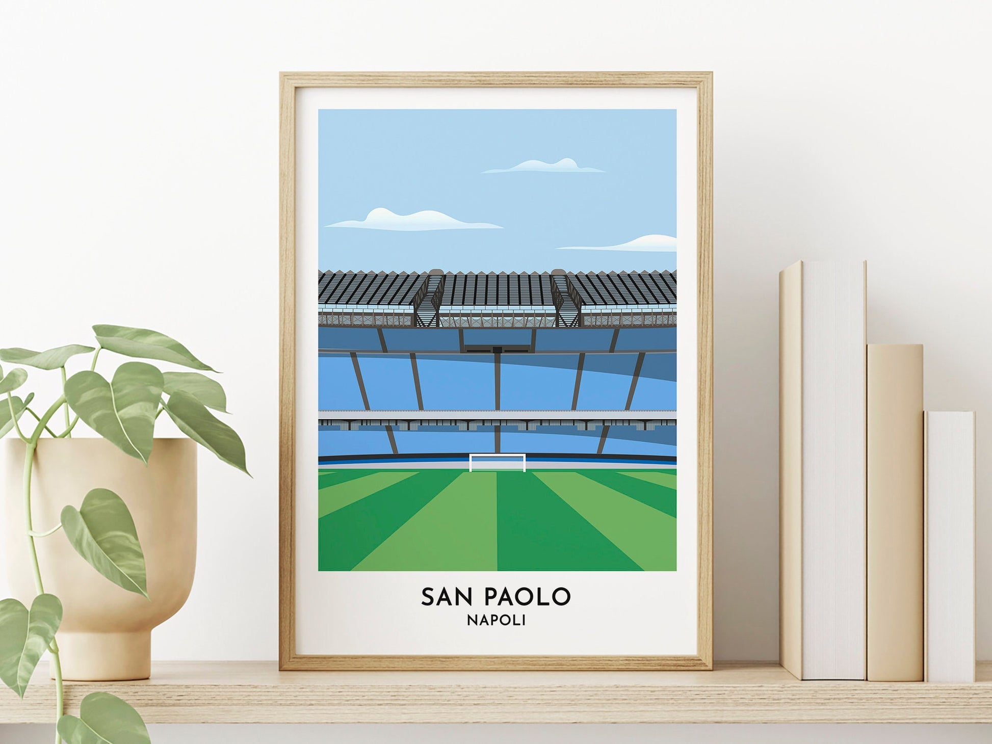 Napoli Football Calcio Poster, Diego Armando Maradona Stadium / Stadio San Paolo Print Gift, Italia Italian Football Print - Turf Football Art